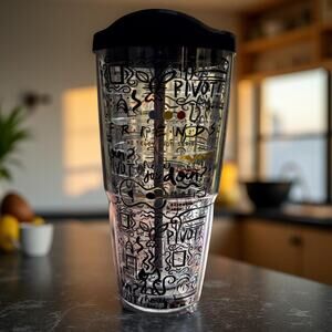 Friends Tervis 24 oz Tumbler w/ Black Lid EUC Sticker Attached
